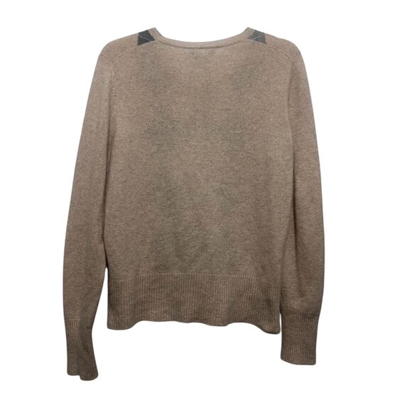 Apt. 9 100% Cashmere Argyle Button Front Sweater Women’s Size L Beige Tan Soft - Picture 2 of 4